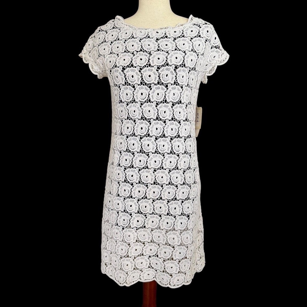 NWT ECI New York White And Black Crochet Dress Size 4 Romantic Cottagecore Boho